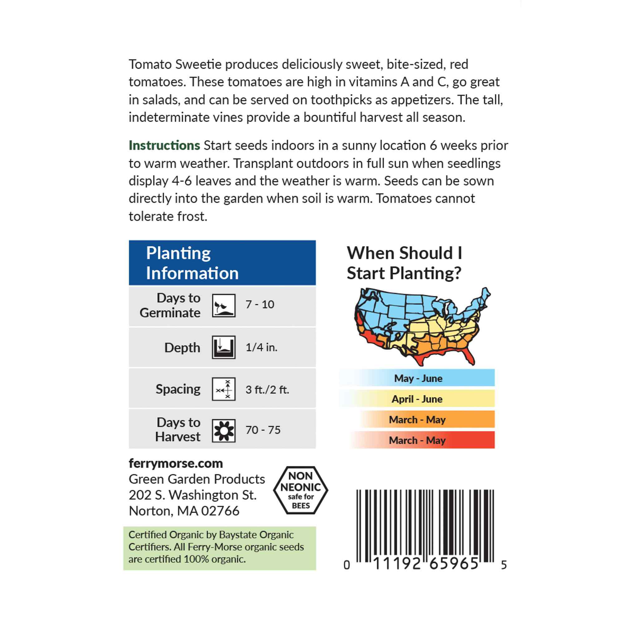 Ferry-Morse tomato sweetie seed packet